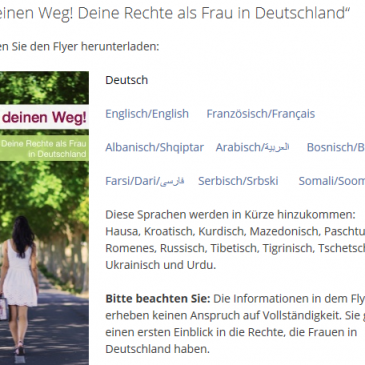 „Geh deinen Weg! Deine Rechte als Frau in Deutschland“ – Infoflyer für weibliche Flüchtlinge